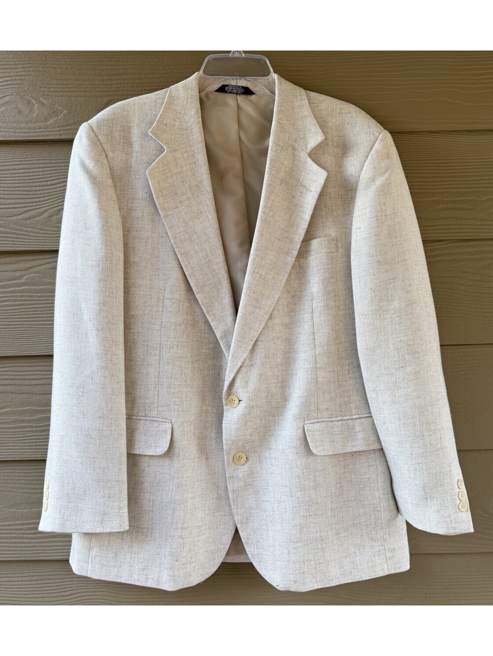 Haggar Clothing Men's White Cream Natural Linen Blend Sport Jacket Blazer Sz 40